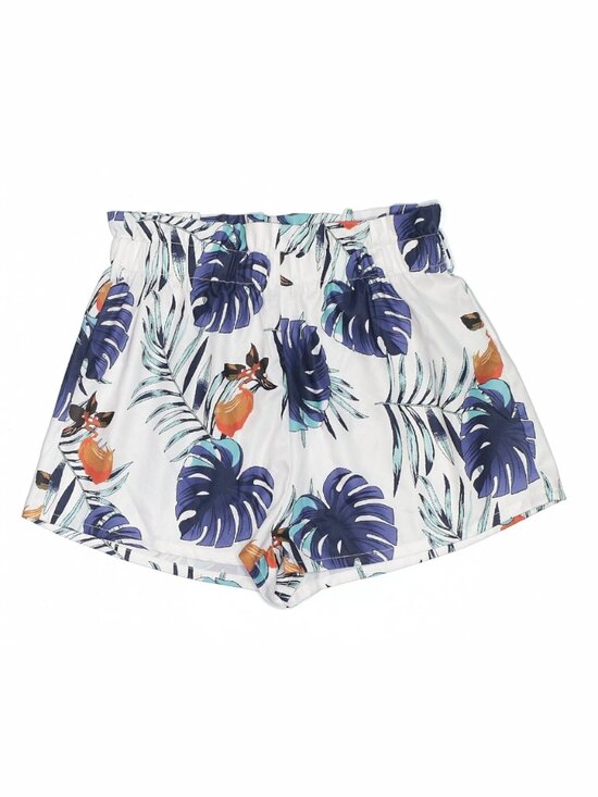 SHEIN Pants - SHEIN White Tropical Montera Print High Waist Paperbag Shorts
